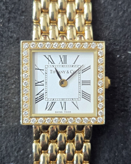 1990 Tiffany & Co. Atlas Estate 19MM Quartz White Dial Yellow Gold Bracelet (940591401)