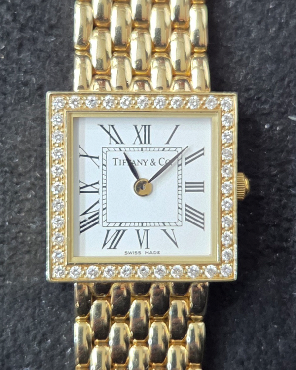 1990 Tiffany & Co. Atlas Estate 19MM Quartz White Dial Yellow Gold Bracelet (940591401)