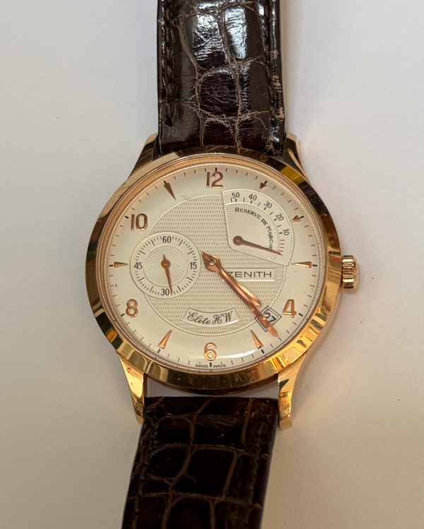 Zenith Elite 37MM Silver Dial Leather Strap (17.1125.655/01)