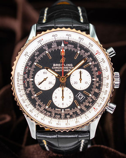 Breitling Navitimer 1 B01 Chronograph 46MM Black Dial Leather Strap (UB0127)