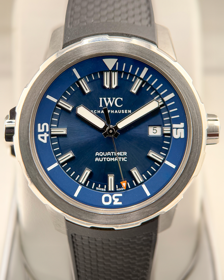 No Reserve - 2017 IWC Schaffhausen Aquatimer "Expedition Jacques-Yves Cousteau" 42MM Blue Dial Rubber Strap (IW329005)