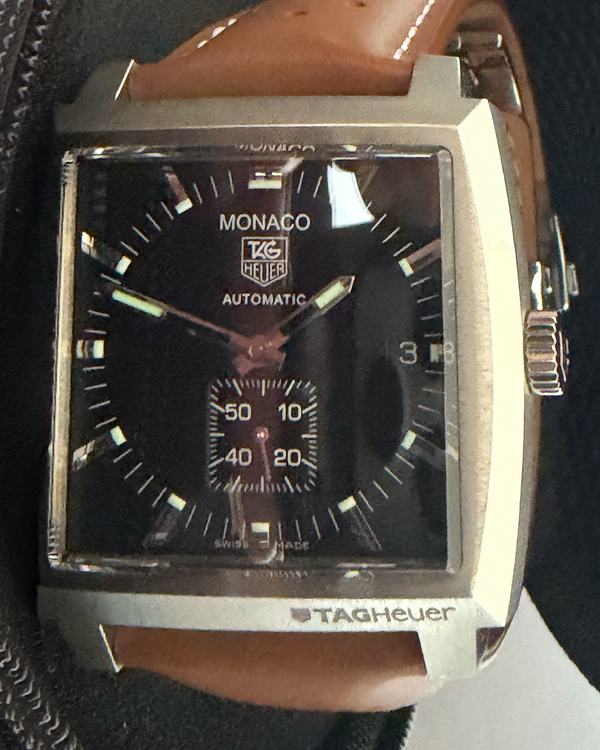 2012 TAG Heuer Monaco Calibre 6 37MM Black Dial Leather Strap (WW2110)