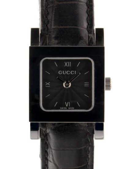 Gucci 7900 Series 20MM Quartz Black Dial Leather Strap (7900)
