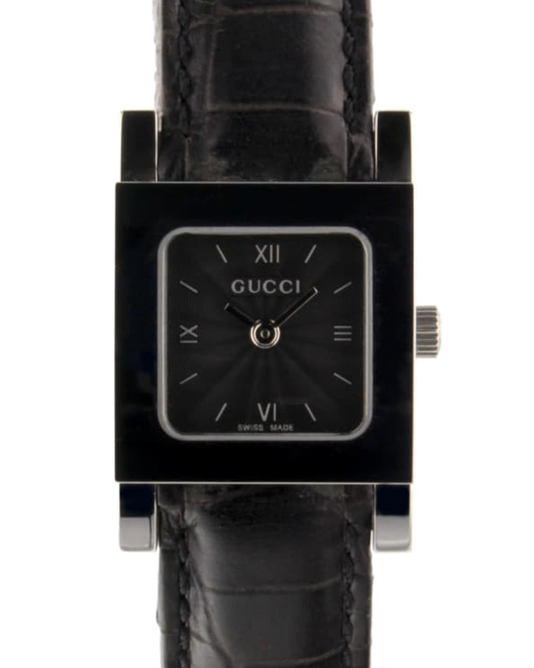 Gucci 7900 Series 20MM Quartz Black Dial Leather Strap (7900)