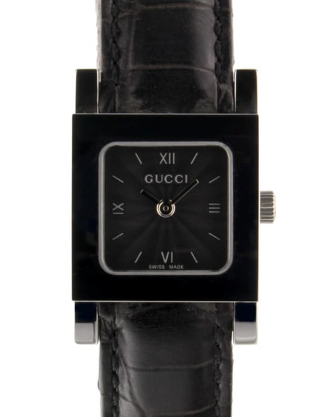 Gucci 7900 Series 20MM Quartz Black Dial Leather Strap (7900