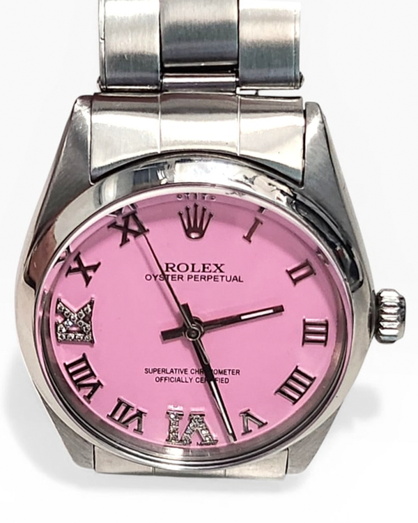 Rolex Oyster Perpetual 34MM Aftermarket Pink Dial Oyster Bracelet (1002)
