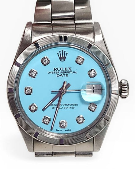 Rolex Oyster Perpetual Date 34MM Aftermarket Blue Dial Oyster Bracelet (1501)