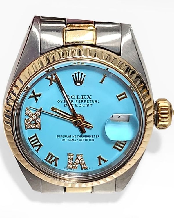 Rolex Lady-Datejust 26MM Aftermarket Blue Dial Two-Tone Gold-Plated Oyster Bracelet (6917)