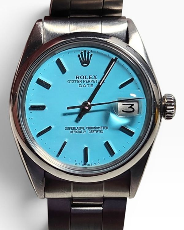 Rolex Oyster Perpetual Date 34MM Aftermarket Blue Dial Oyster Bracelet (1501)