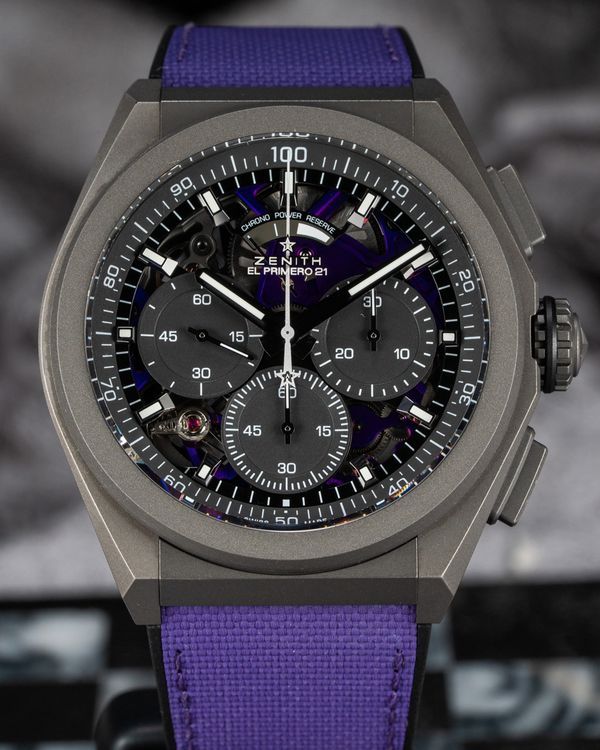 2022 Zenith Defy 21 Ultraviolet 44MM Skeleton Dial Textile Strap (97.9001.9004/80.R922)