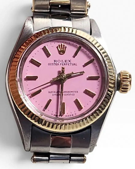 Rolex Oyster Perpetual Lady 25MM Aftermarket Pink Dial Two-Tone Oyster Bracelet (6619)