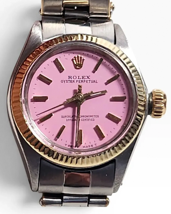 Rolex Oyster Perpetual Lady 25MM Aftermarket Pink Dial Two-Tone Oyster Bracelet (6619)