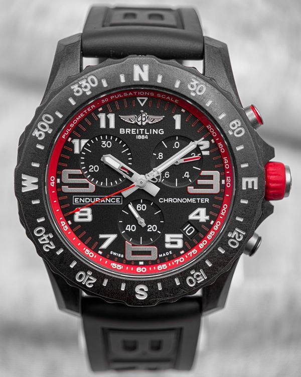 No Reserve - Breitling Endurance Pro "Ironman" S.E. 44MM Quartz Red Dial Rubber Strap (X82310)