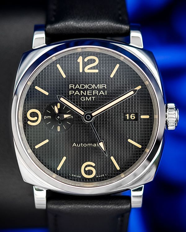 2016 Panerai Radiomir 1940 3 Days GMT 45MM Black "Hobnail" Dial Leather Strap (PAM00627)