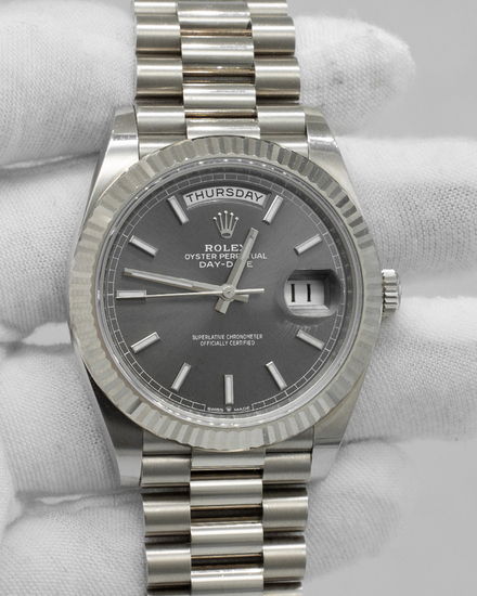 2022 Rolex Day-Date 40MM Slate Dial White Gold President Bracelet (228239)