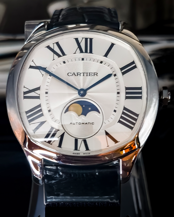 2017 Cartier Drive De Cartier Moonphase 40MM Silver Dial Leather Strap (WSNM0008)
