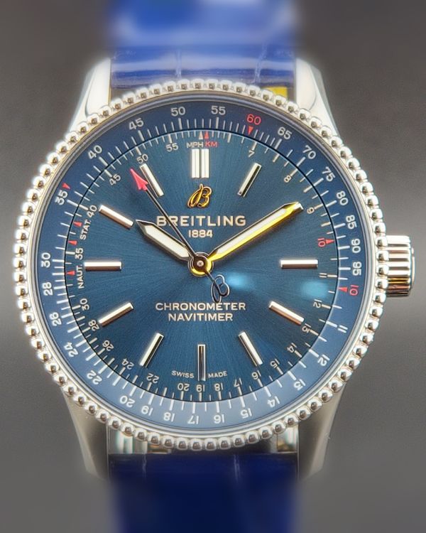 No Reserve - 2021 Breitling Navitimer 35MM Blue Dial Leather Strap (A17395)