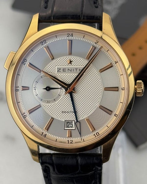 Zenith Captain Chronograph 40MM Silver Dial Leather Strap (18.2130