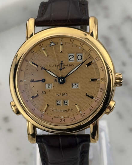 Ulysse Nardin GMT Perpetual 42MM Gold Dial Leather Strap (322-66)