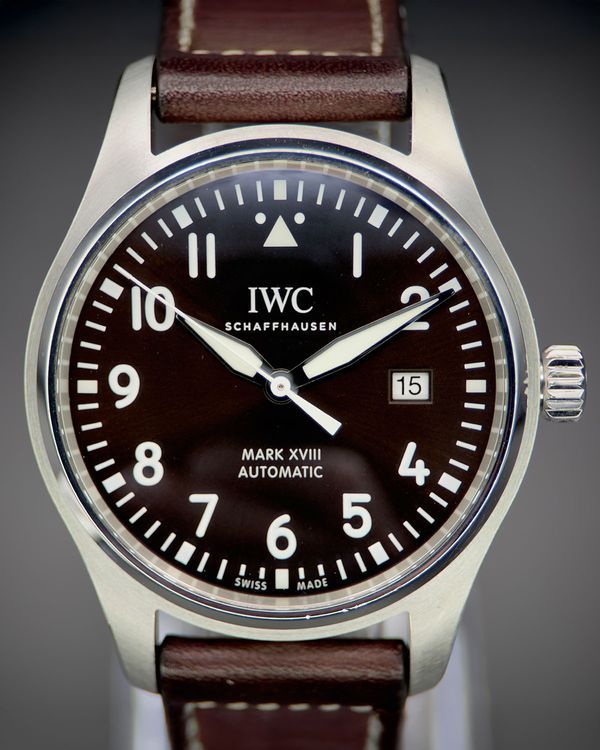 2022 IWC Schaffhausen Pilot Mark XVIII 40MM Black Dial Leather Strap (IW327003)