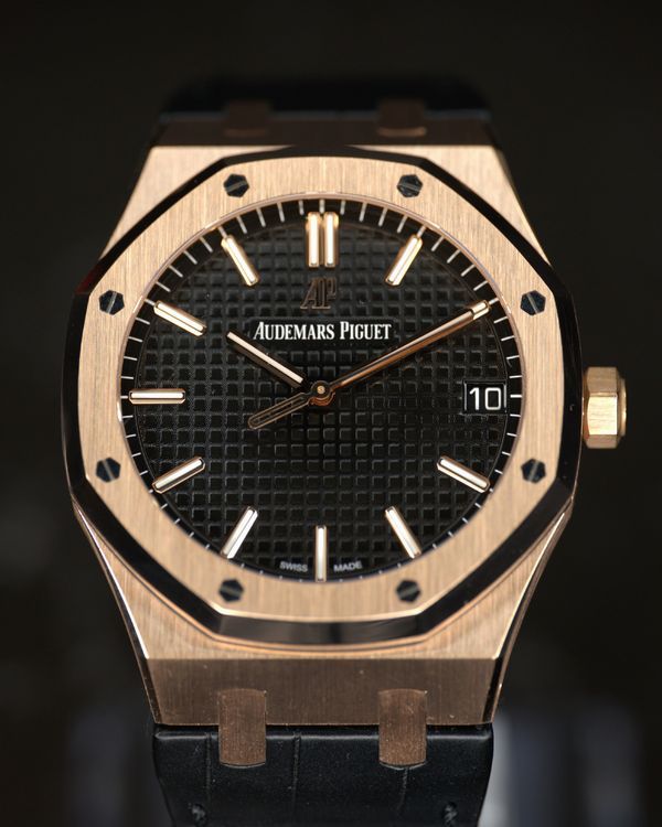 2022 Audemars Piguet Royal Oak 41MM Black Dial Leather Strap (15500OR.OO.D002CR.01)