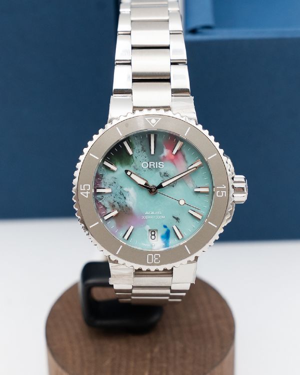 Oris Aquis Date Upcycle 36.5MM Multicolor Dial Steel Bracelet (01 733 7770 4150-Set)