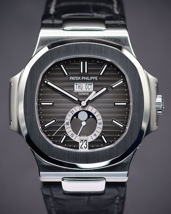 2023 Patek Philippe Nautilus Annual Calendar 40.5mm Black Dial Leather Strap (5726A-001)