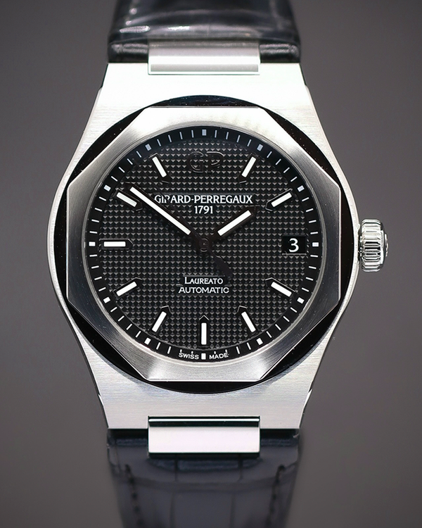 2023 Girard Perregaux Laureato 42MM Black Dial Leather Strap (81010)