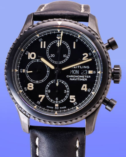 No Reserve - Breitling Navitimer 8 Chronograph 43MM Black Dial Leather Strap (M13314)