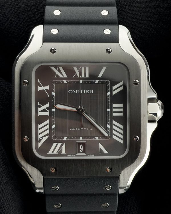 Cartier Santos De Cartier 39.8MM Black Dial Rubber Strap (WSSA0037)