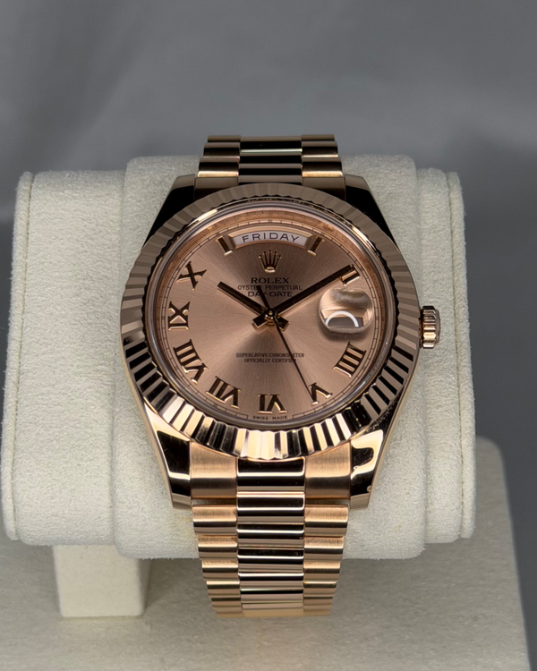 Rolex Day-Date 41MM Sundust Dial Rose Gold President Bracelet (218235)
