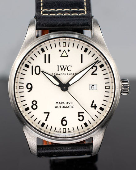 2019 IWC Schaffhausen Pilot Mark XVIII 40MM White Dial Leather Strap (IW327012)