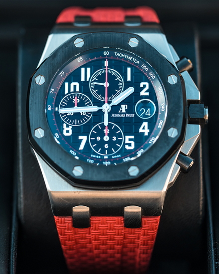 2017 Audemars Piguet Royal Oak Offshore "Vampire" 42MM Black Dial Aftermarket Rubber Strap (26470ST.OO.A101CR.01)