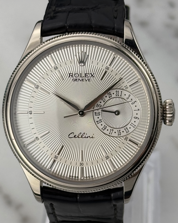 Rolex Cellini Date 39MM Silver Dial Leather Strap (50519)