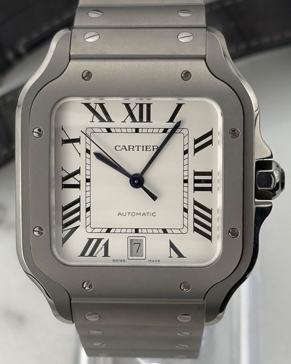 2025 Cartier Santos De Cartier 39.8MM White Dial Titanium Bracelet (WSSA0089)