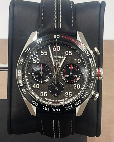 Tag Heuer Carrera Chronograph X Porsche S. E. 44MM Grey Dial Leather Strap (CBN2A1F.FC6492)