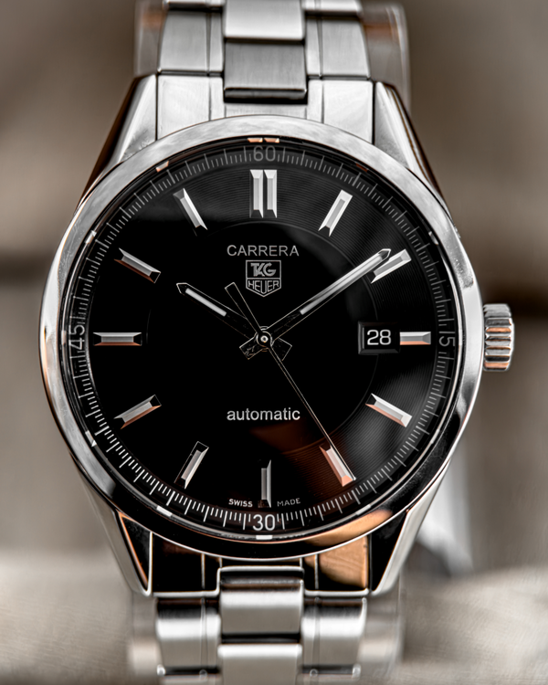 No Reserve - TAG Heuer Carrera 39mm Black Dial Steel Bracelet (WV211B-0)