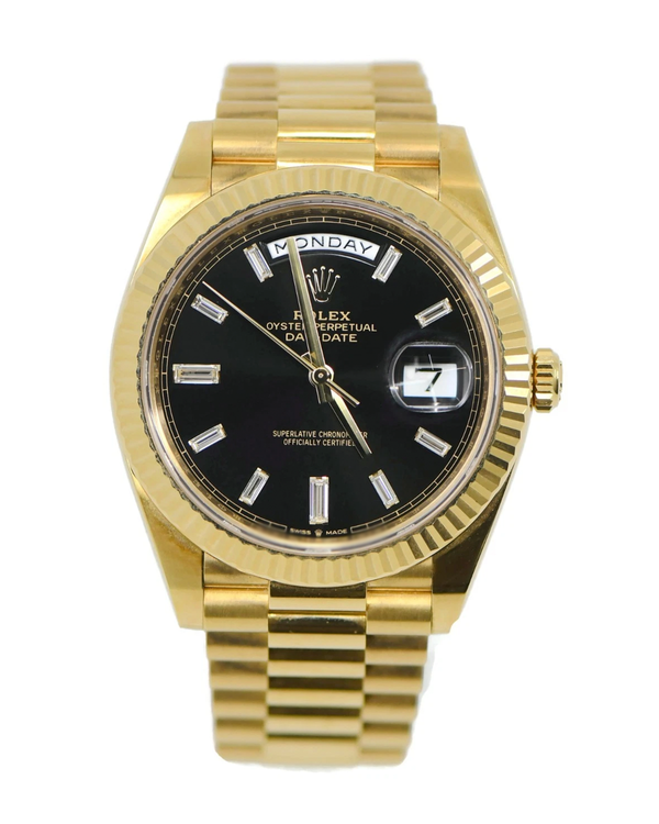 2023 Rolex Day-Date 40MM Black Dial Yellow Gold President Bracele (228238)