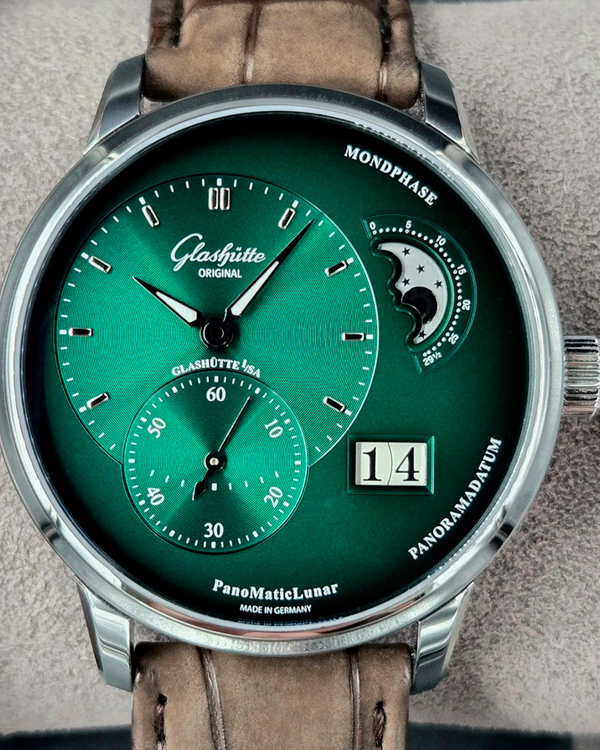 2026 Glashütte Original PanoMaticLunar 40MM Green Dial Leather Strap (1-90-02-13-32-02)
