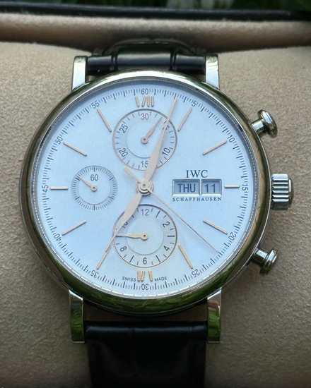 2021 IWC Schaffhausen Portofino Chronograph 42MM Silver Dial Leather Strap (IW391031)