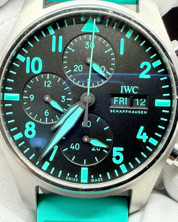 2023 IWC Schaffhausen Pilot Chronograph "Mercedes AMG Petronas F1" 41MM Black Dial Rubber Strap (IW388108)