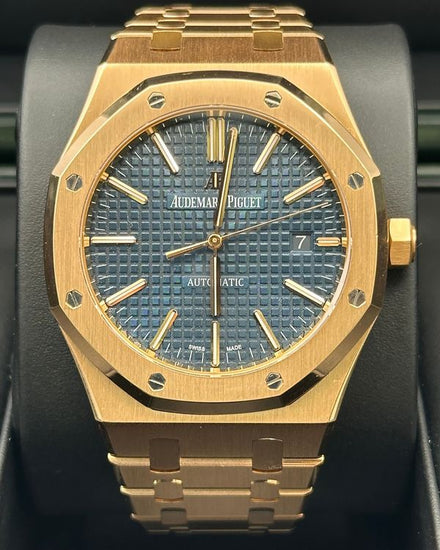 2019 Audemars Piguet Royal Oak 41MM Blue Dial Rose Gold Bracelet (15400OR.OO.1220OR.03)