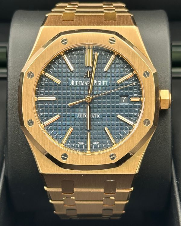 2019 Audemars Piguet Royal Oak 41MM Blue Dial Rose Gold Bracelet (15400OR.OO.1220OR.03)