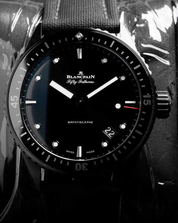 2021 Blancpain Fifty Fathoms Bathyscaphe 43.6MM Black Dial Textile Strap (5000-0130-B52A)