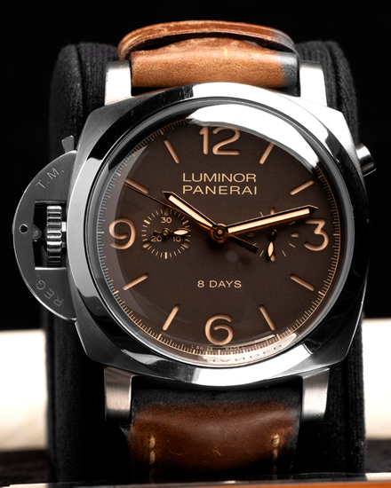 2022 Panerai Luminor 1950 Chrono Monopulsante Left-Handed 8 Days 47MM Brown Dial Leather Strap (PAM00579)