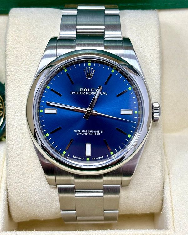 2018 Rolex Oyster Perpetual 39MM Blue Dial Oyster Bracelet (114300)