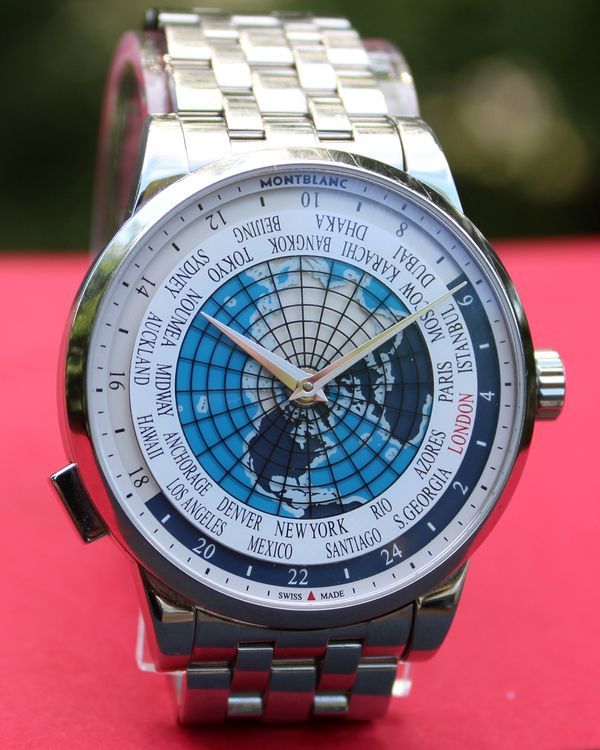 2018 Montblanc Heritage Spirit "Orbis Terrarum" 41MM Blue Dial Steel Bracelet (MB112309)