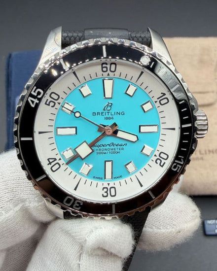 Breitling Superocean 44MM Turquoise Dial Rubber Strap (A17376)