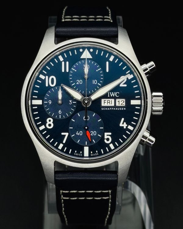 2026 IWC Schaffhausen Pilot Chronograph 41MM Blue Dial Leather Strap (IW388101)