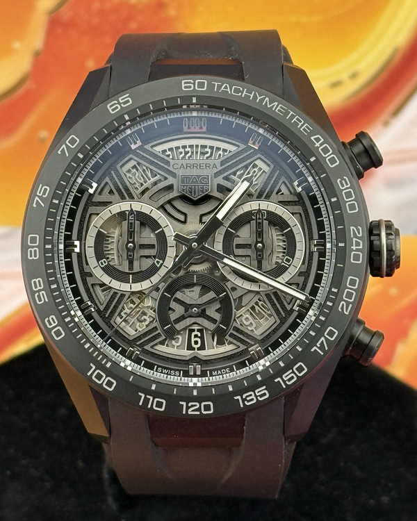 2025 Tag Heuer Carrera Chronograph Extreme Sport 44MM Skeleton Dial Rubber Strap (CBU2080.FT6272)